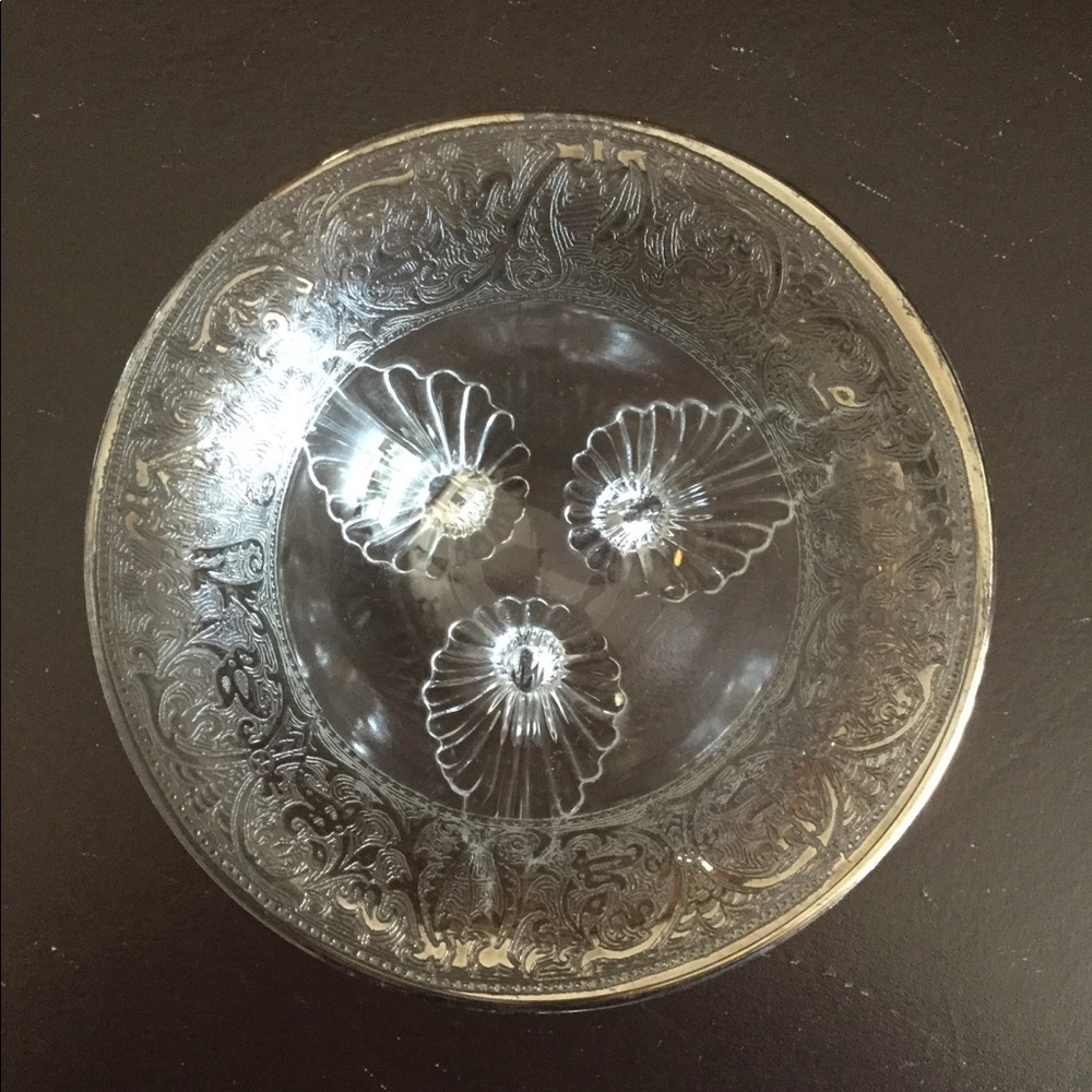 Antique Mid-Century 1950s footed Candy Glass Dish - Picture 8 of 8